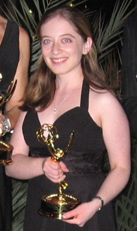 Nicole Mooradian with her Rocky Mountain Emmy